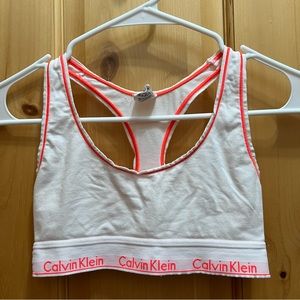 Calvin Klein S modern cotton white/coral bralette logo